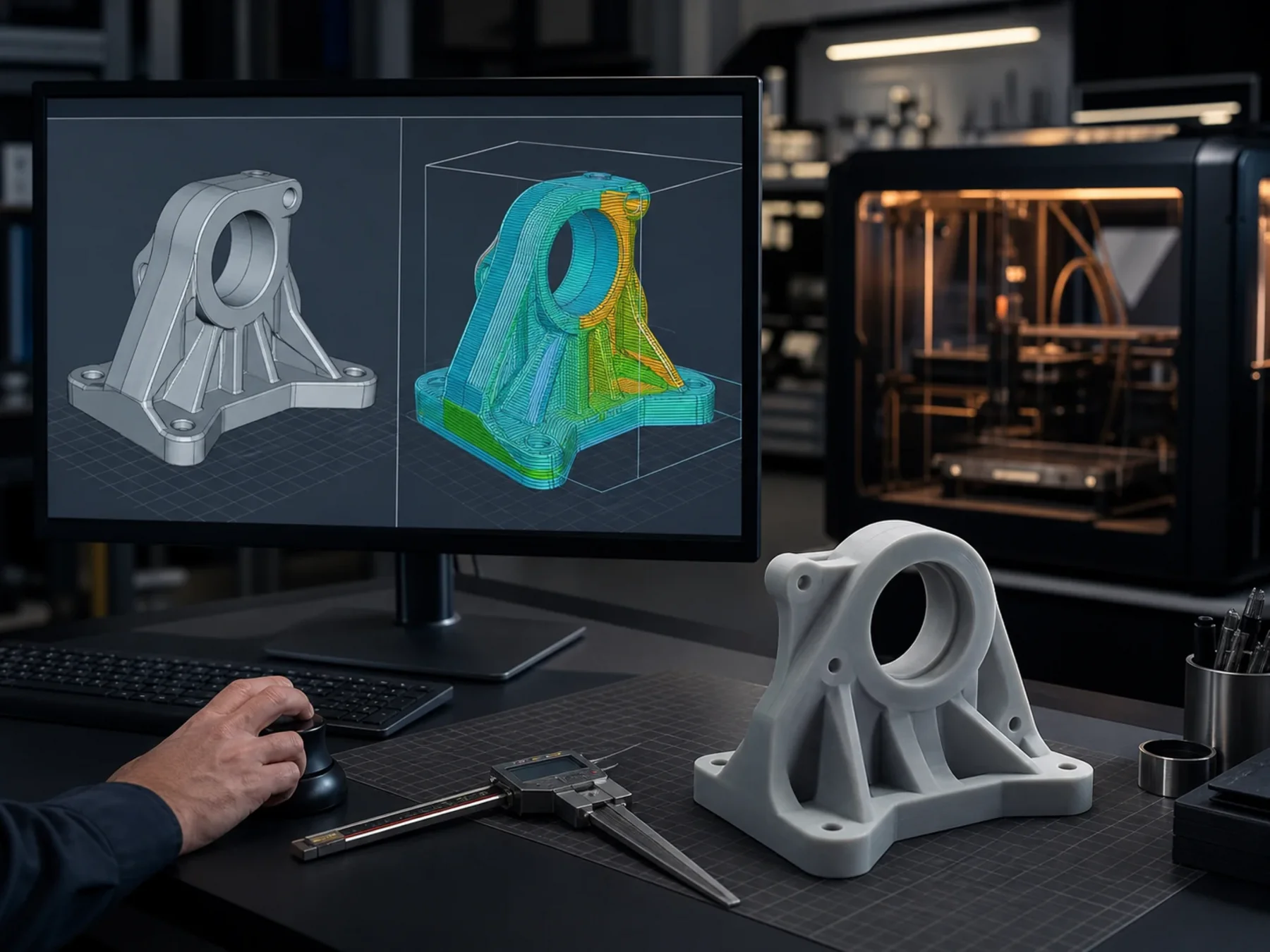 Prüfung von CAD-Daten für ein technisches 3D-Druckbauteil