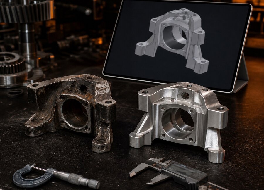 Ersatzteilentwicklung mit CAD-Modell auf einem Apple iPad Pro